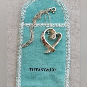 Tiffany & Co. Silver and Red Enamel Heart Necklace